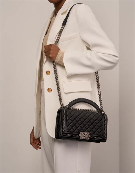 chanel boy bag black trim|coco Chanel boyfriend bag.